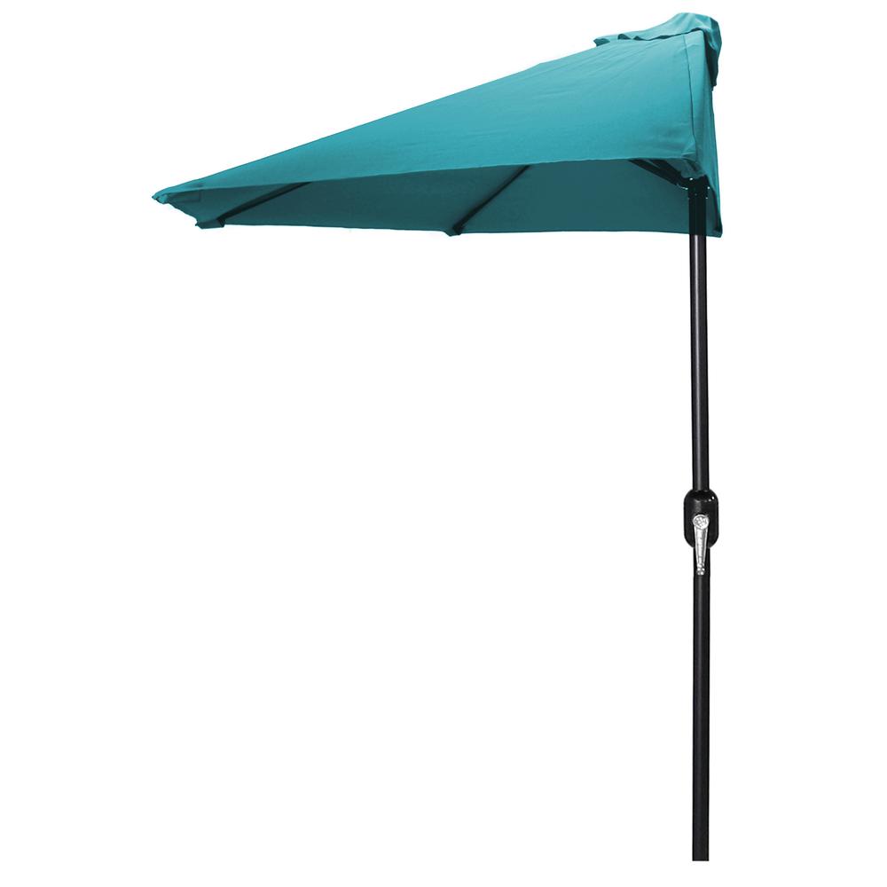 9' Half Round Aruba Solid Folding Outdoor Patio Umbrella with Crank Opening. Picture 1