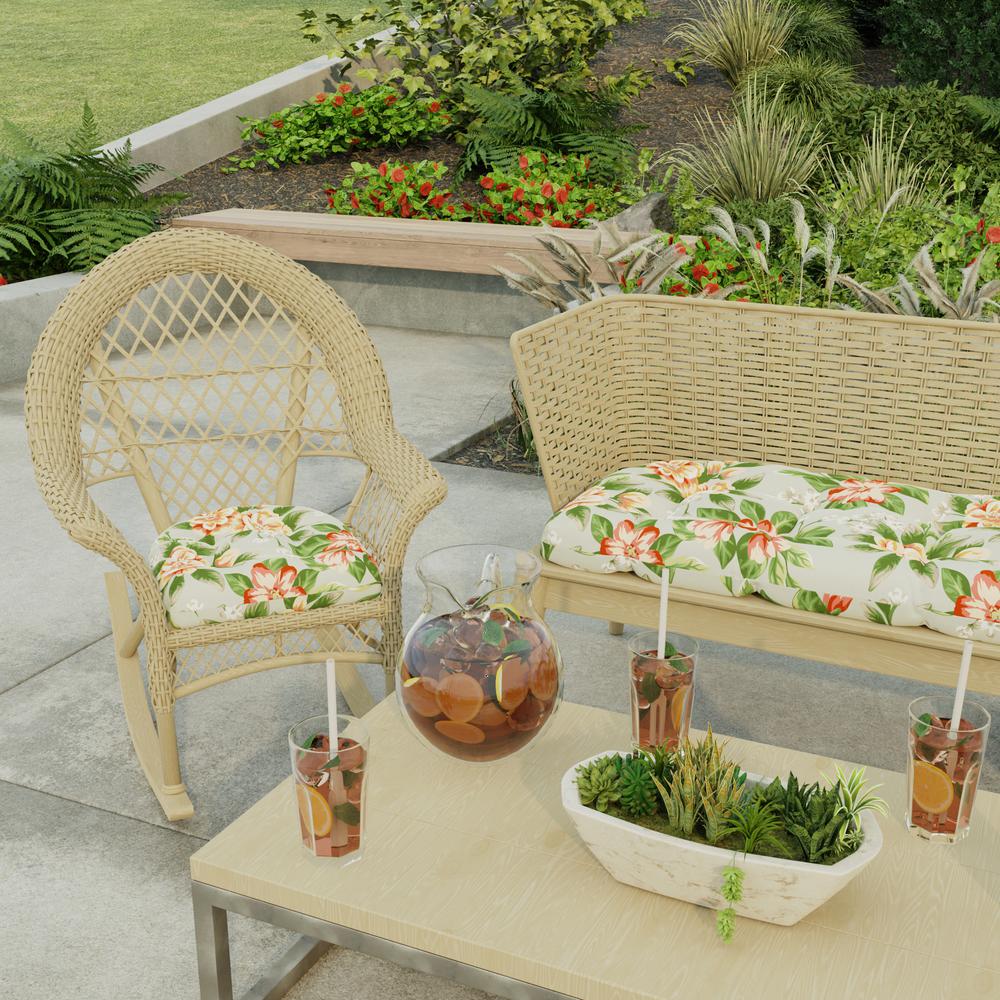 Tori Cedar Grey Floral Tufted Outdoor Seat Cushion (2-Pack). Picture 3
