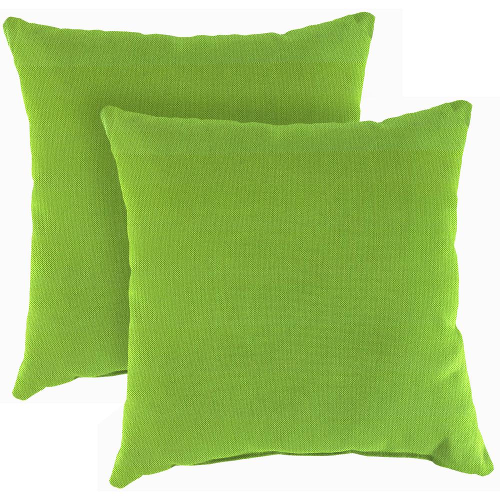 Veranda Citrus Green Solid Square Knife Edge Outdoor Throw Pillows (2-Pack). Picture 1