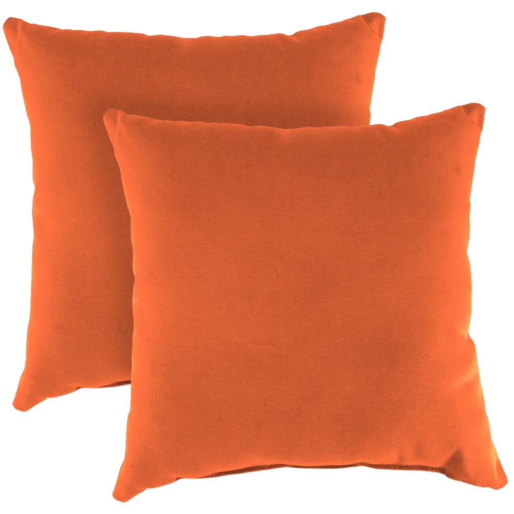 Canvas Tuscan Orange Solid Square Knife Edge Outdoor Throw Pillows (2-Pack). Picture 1