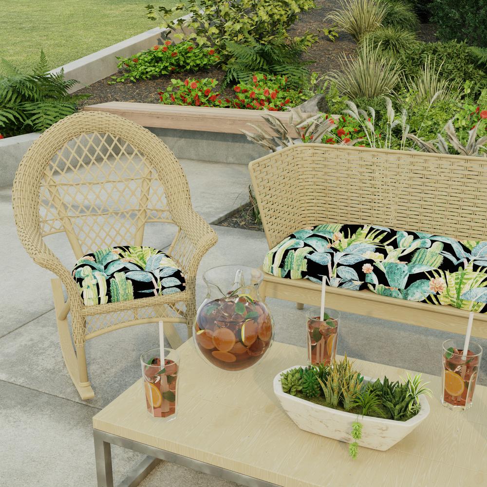 Hatteras Ebony Black Floral Tufted Outdoor Seat Cushion (2-Pack). Picture 3