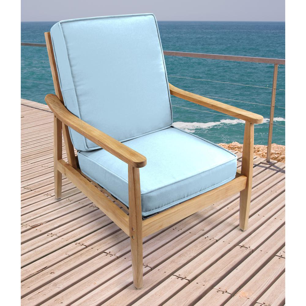 2-Piece Canvas Air Blue Solid Outdoor Chair Seat and Back Cushion Set and Welt. Picture 3