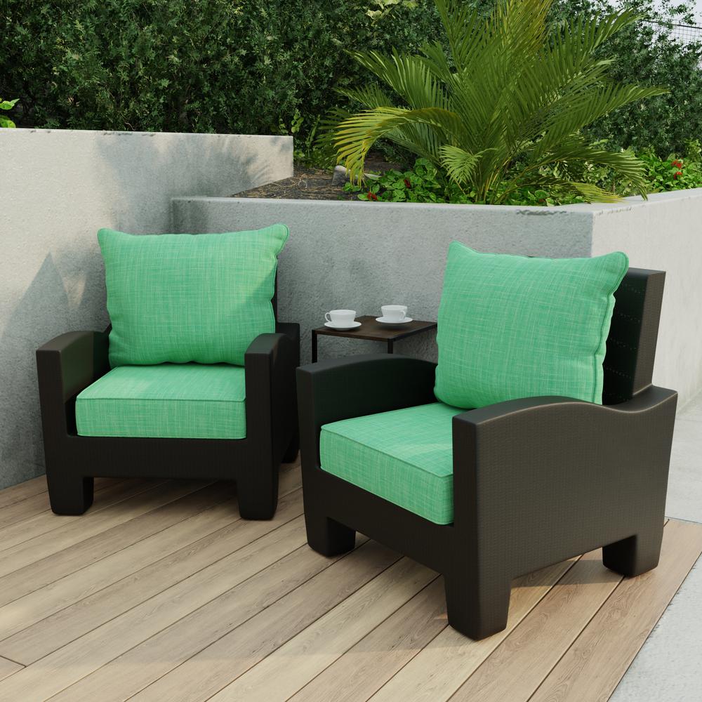 Harlow Dill Green Outdoor Deep Seating Chair Seat and Back Cushion Set with Welt. Picture 3