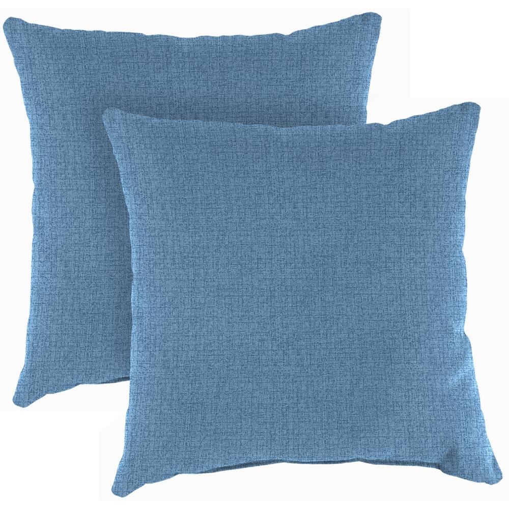 McHusk Chambray Blue Solid Square Knife Edge Outdoor Throw Pillows (2-Pack). Picture 1