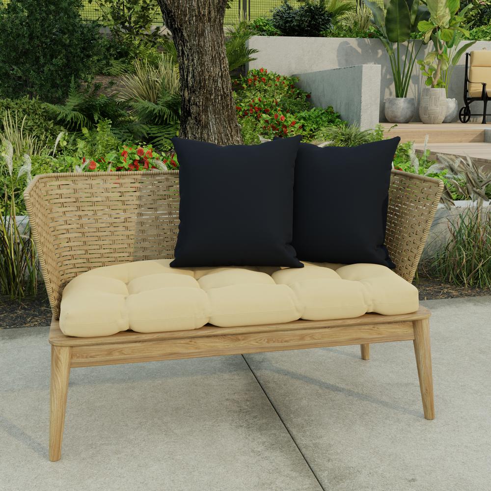 Veranda Navy Solid Square Knife Edge Outdoor Throw Pillows (2-Pack). Picture 3