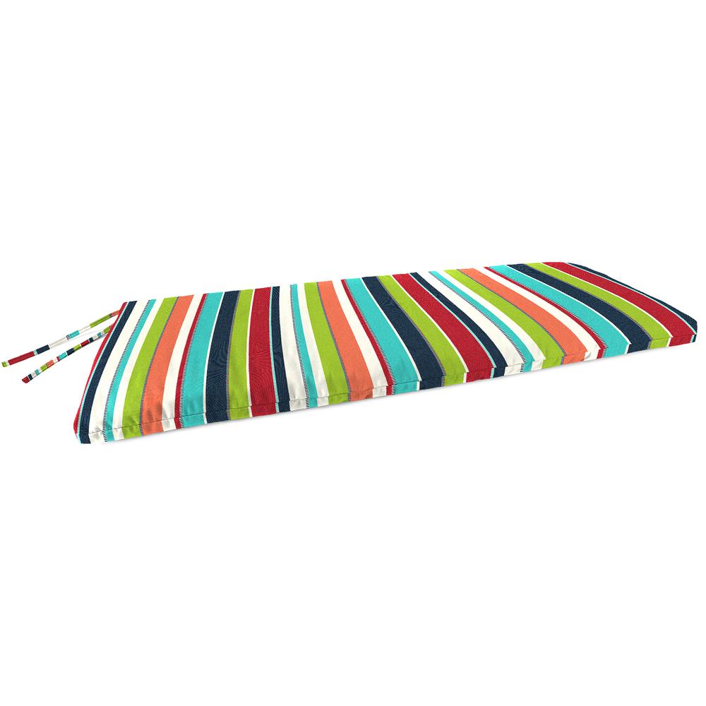 Sunbrella Carousel Confetti Multi Stripe Outdoor Settee Swing Bench Cushion. Picture 1