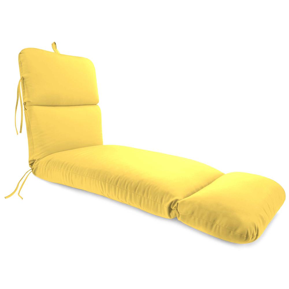 Sunray Yellow Solid Outdoor Chaise Lounge Cushion with Ties and Hanger Loop. Picture 1