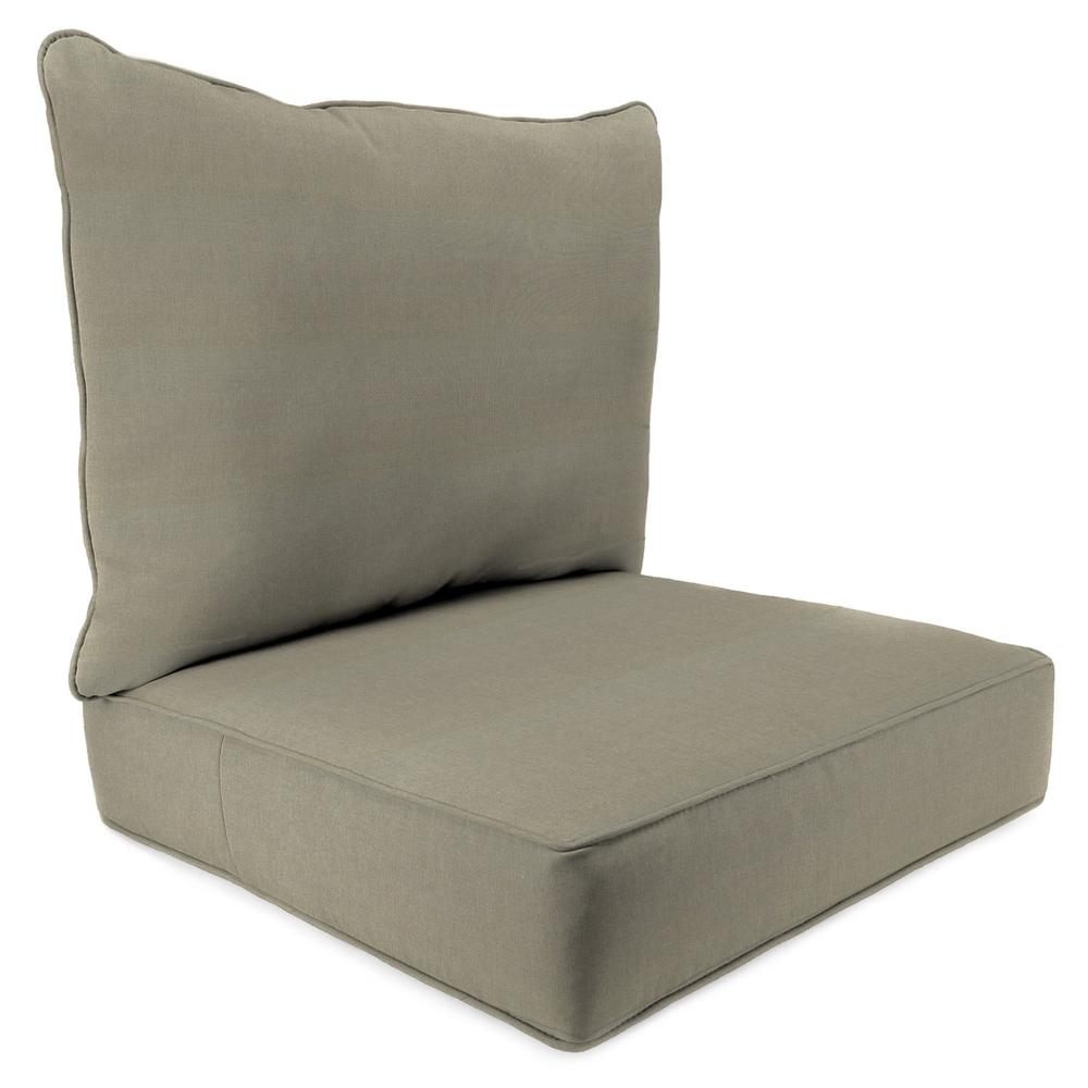 Sunbrella Canvas Taupe Outdoor Chair Seat and Back Cushion Set with Welt. Picture 1