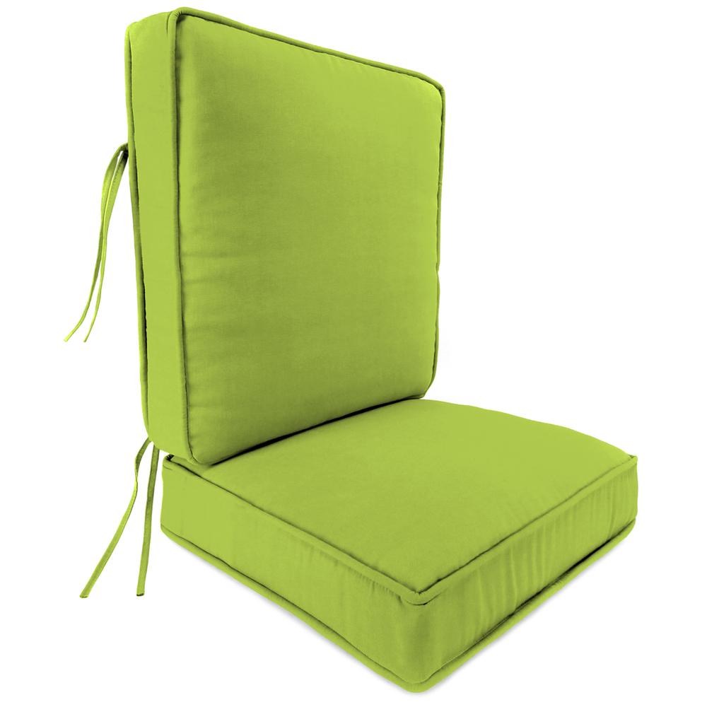2-Piece Canvas Macaw Green Solid Outdoor Chair Seat and Back Cushion Set. Picture 1