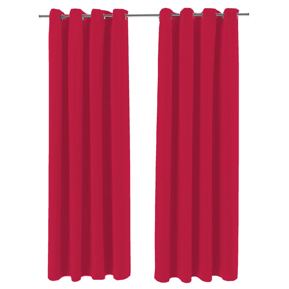 Pompeii Red Solid Grommet Semi-Sheer Outdoor Curtain Panel. Picture 1