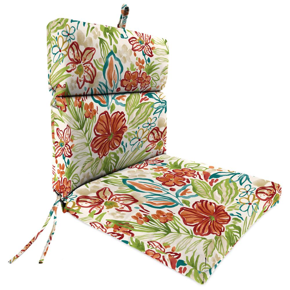 Valeda Breeze Multi Floral French Edge Outdoor Chair Cushion with Ties. Picture 1