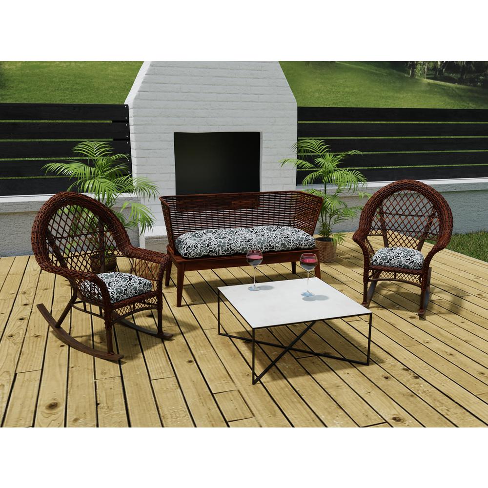 3-Piece Halsey Shadow Black Floral Tufted Outdoor Cushion Set. Picture 3