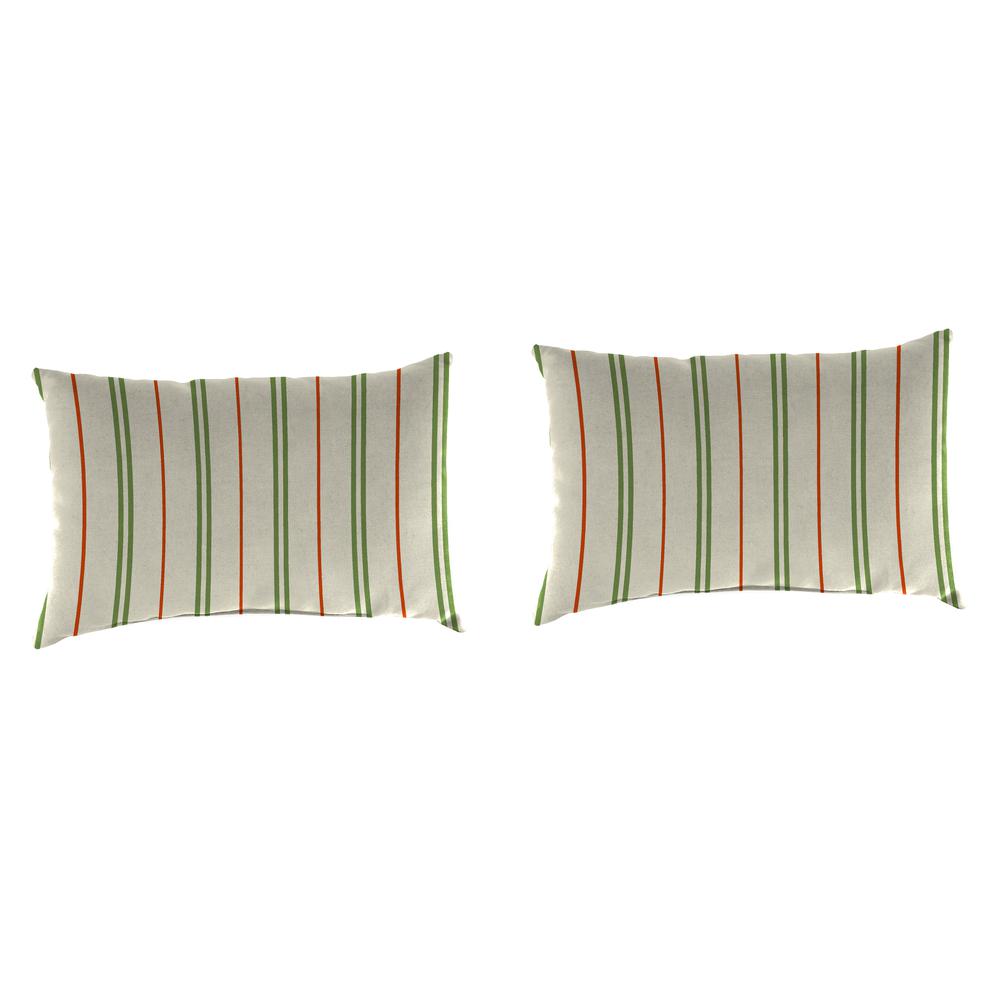 Gallan Cedar Grey Stripe Outdoor Lumbar Throw Pillows (2-Pack). Picture 1