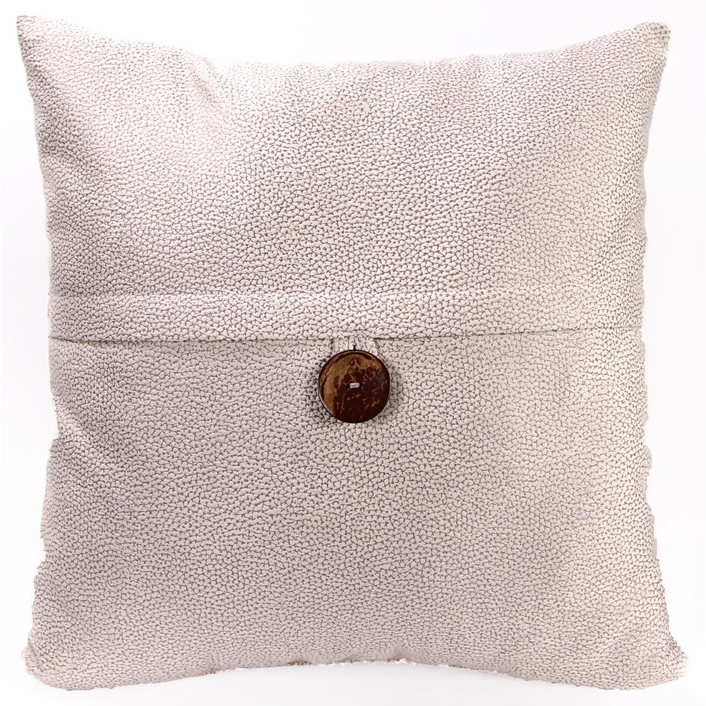 Ivory Solid Knife Edge Reversible Decorative Throw Pillow with Front Button. Picture 1