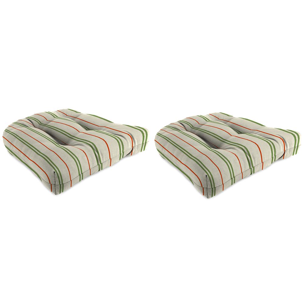 Gallan Cedar Grey Stripe Tufted Outdoor Seat Cushion (2-Pack). Picture 1