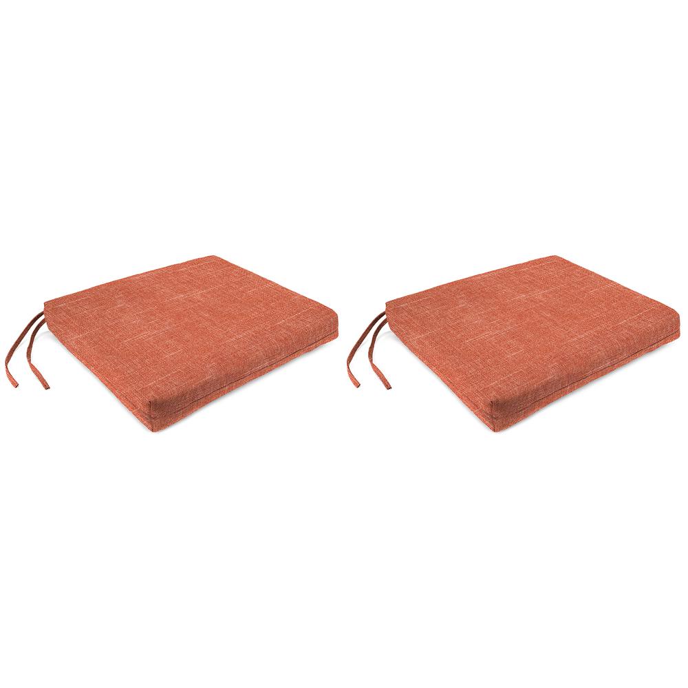 Tory Sunset Orange Solid Outdoor Chair Pads Seat Cushions with Ties (2-Pack). Picture 1