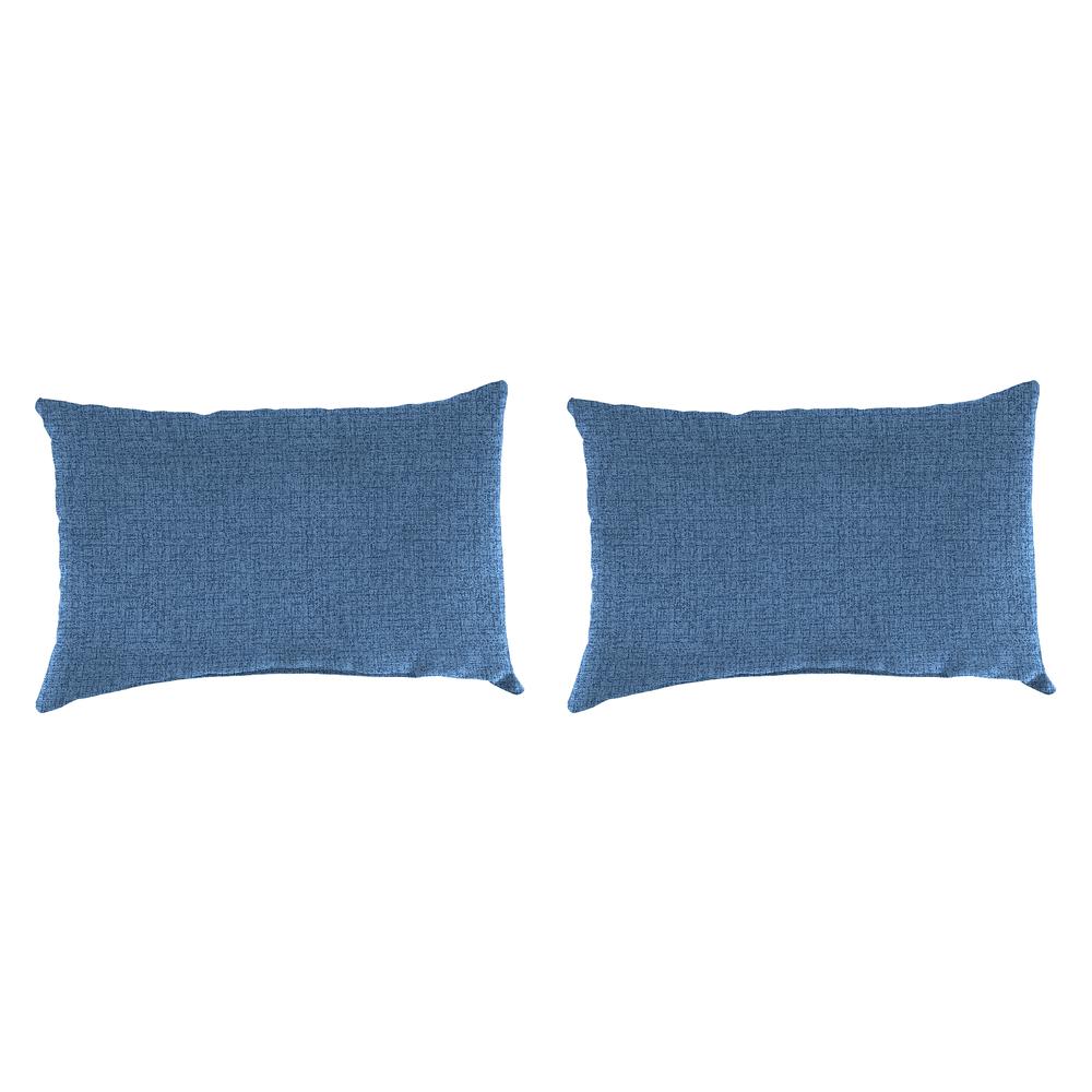 McHusk Capri Blue Solid Outdoor Lumbar Throw Pillows (2-Pack). Picture 1