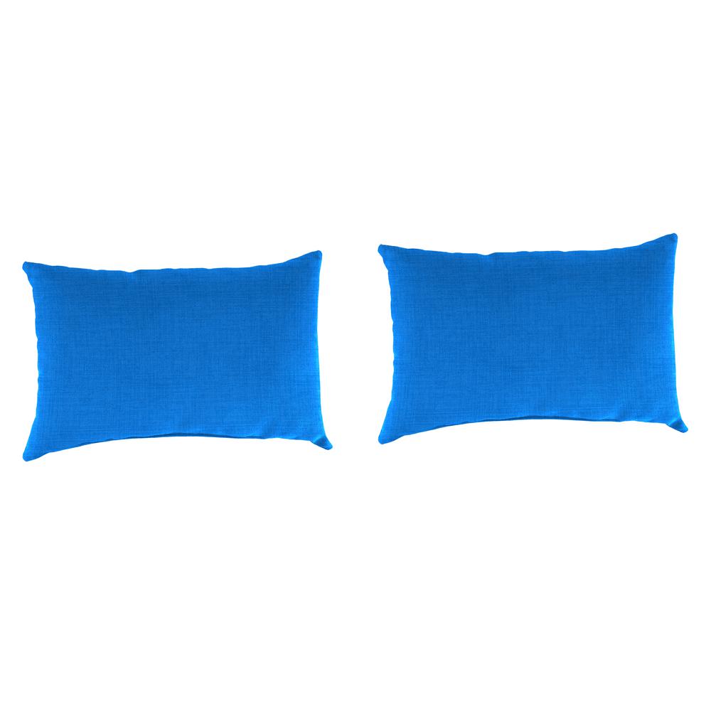 Celosia Princess Blue Solid Outdoor Lumbar Throw Pillows (2-Pack). Picture 1