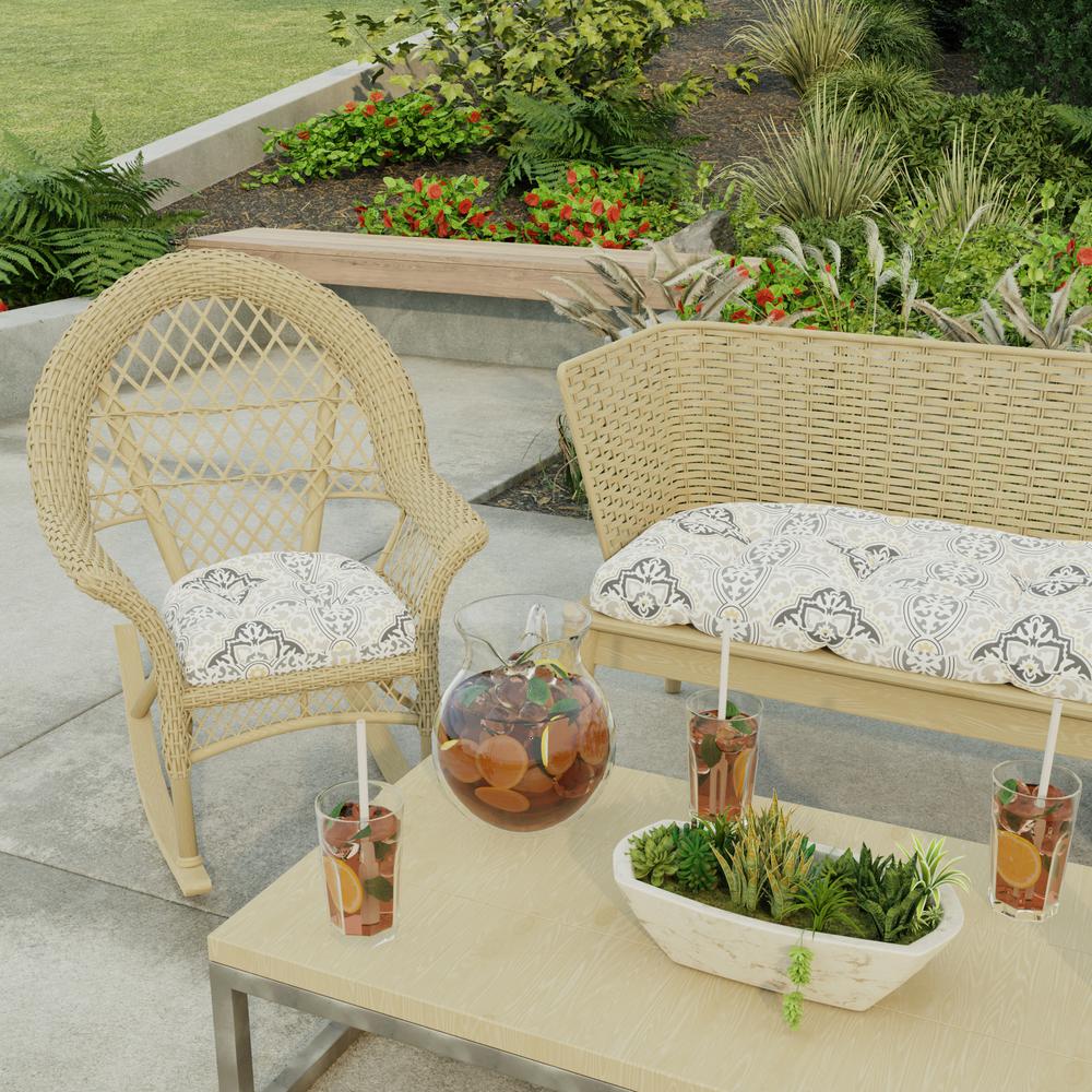 Rave Grey Quatrefoil Tufted Outdoor Seat Cushion (2-Pack). Picture 3