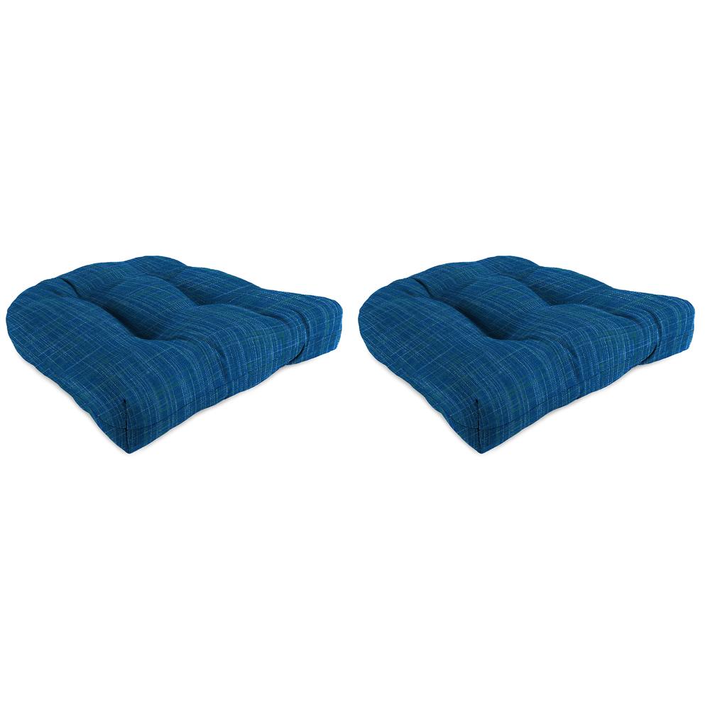 Harlow Lapis Blue Solid Tufted Outdoor Seat Cushion (2-Pack). Picture 1