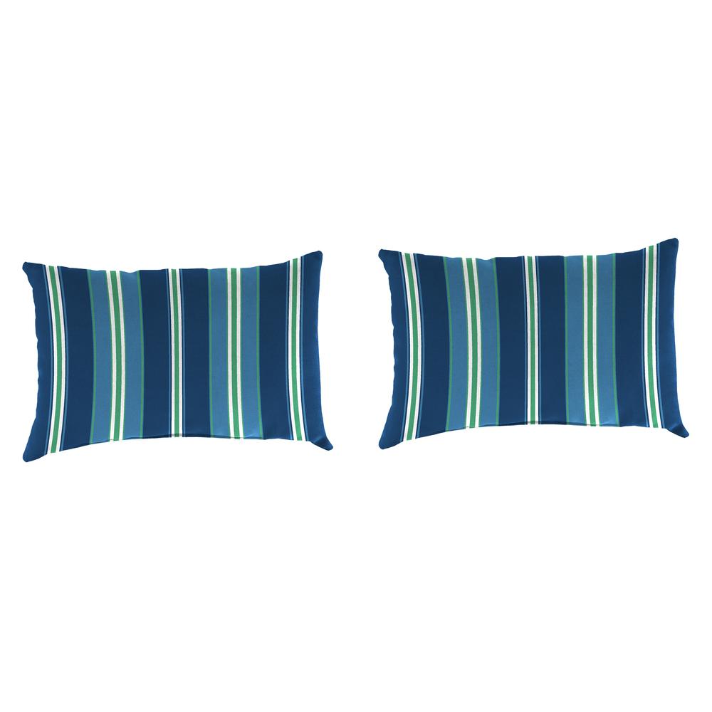 Sullivan Vivid Blue Stripe Outdoor Lumbar Throw Pillows (2-Pack). Picture 1