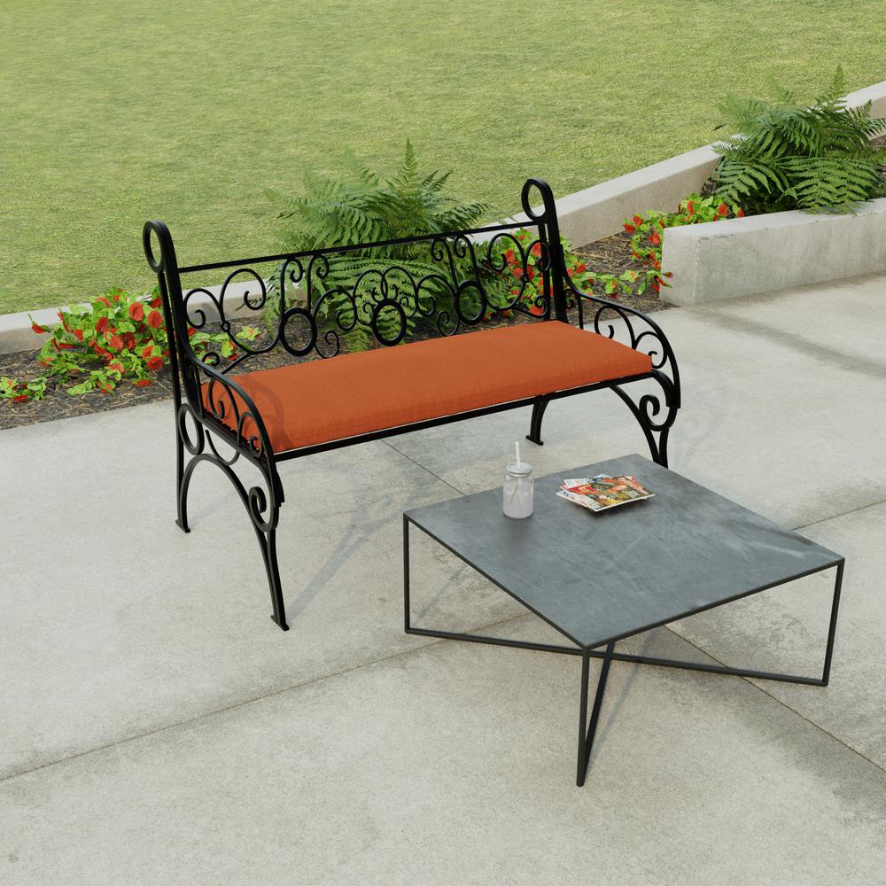 McHusk Brick Red Solid Outdoor Settee Swing Bench Cushion with Ties. Picture 3