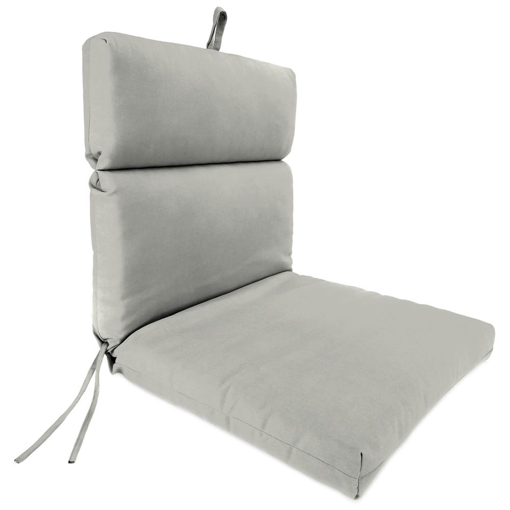 Sunbrella Canvas Granite Grey Solid French Edge Outdoor Chair Cushion with Ties. Picture 1