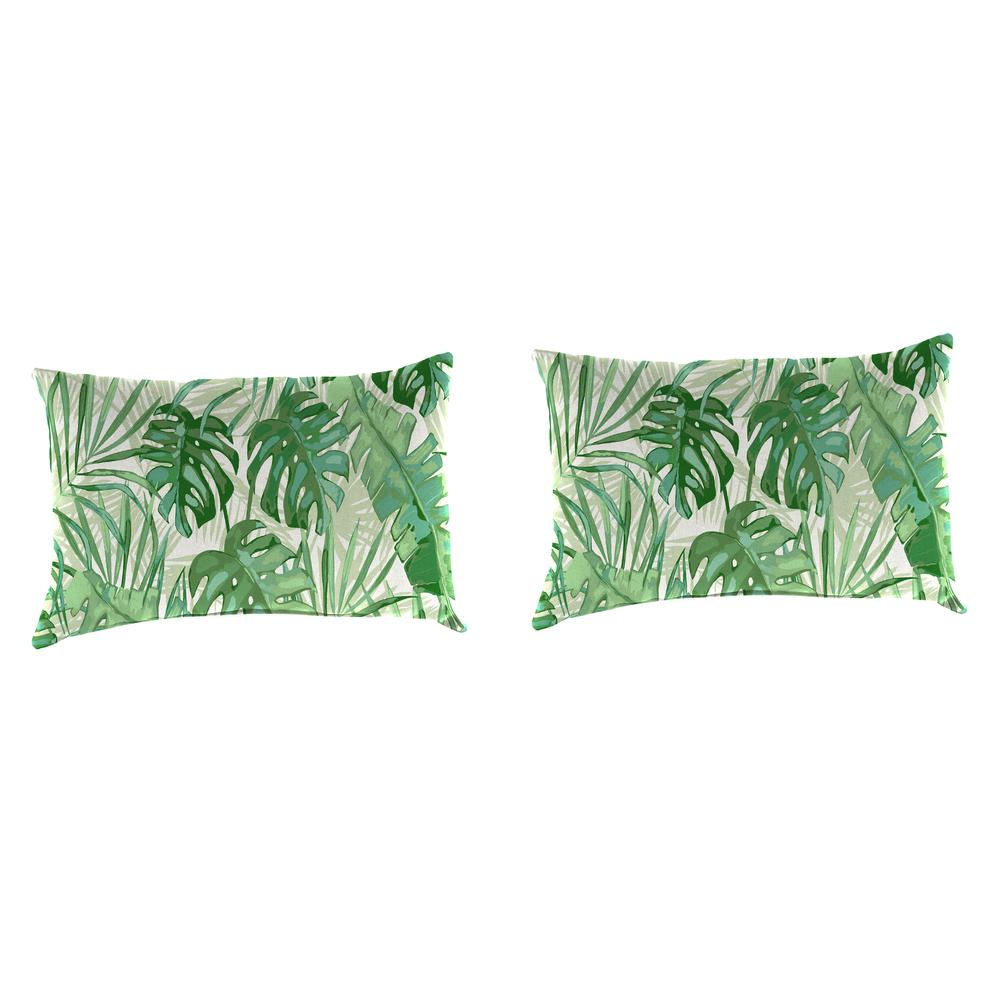 Bryann Tortoise Green Tropical Outdoor Lumbar Throw Pillows (2-Pack). Picture 1
