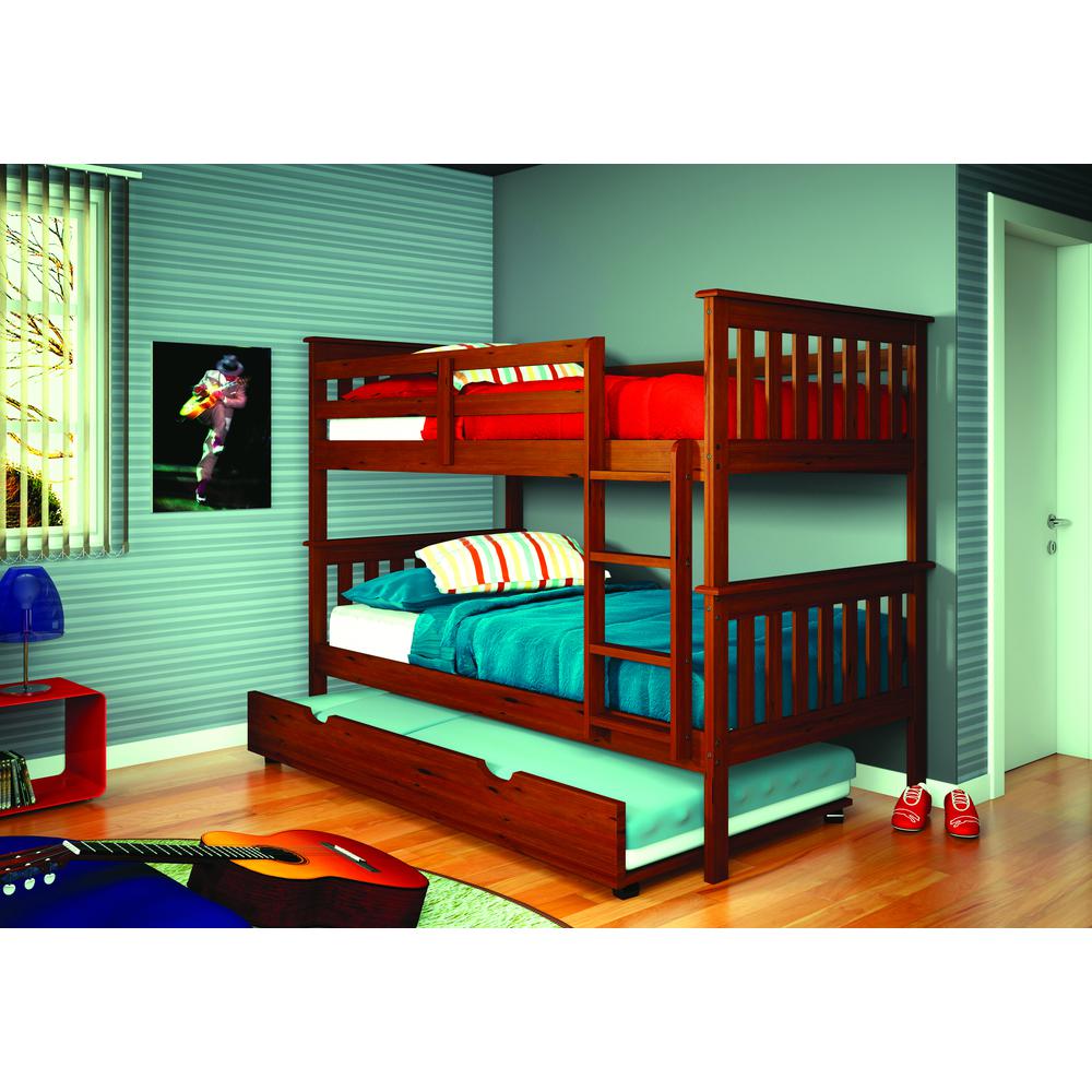 Twin/Twin Mission Bunk Bed W/Twin Trundle. Picture 1