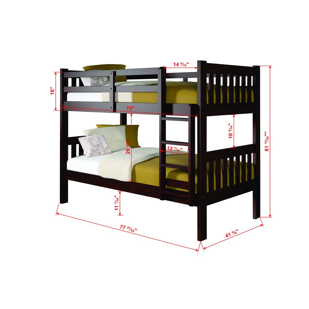 Twin/Twin Mission Bunk Bed, Drawers Or Trundle Not Included. Picture 2