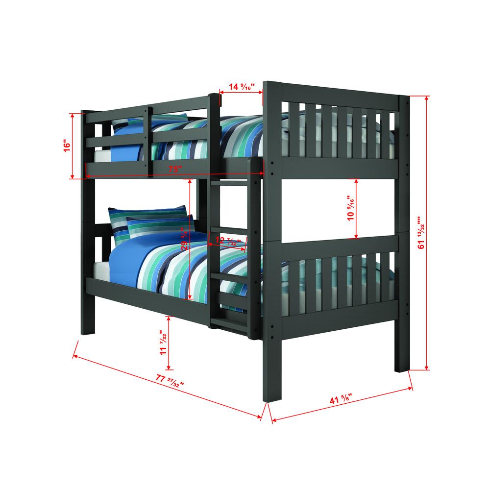 Twin/Twin Mission Bunk Bed, Drawers Or Trundle Not Included. Picture 2