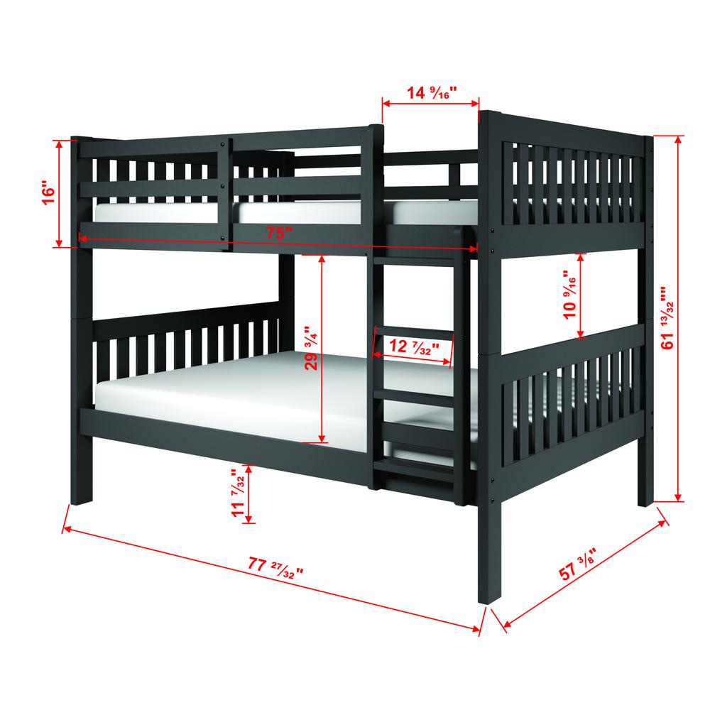 Full/Full Mission Bunk Bed Dark Grey. Picture 2
