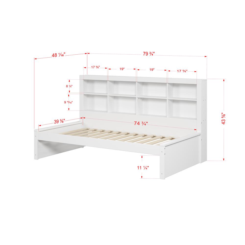 TWIN BOOKCASE DAYBED WHITE. Picture 3