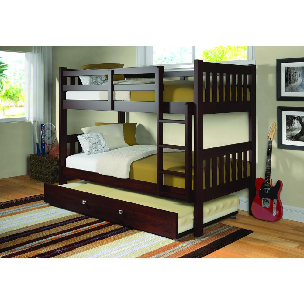Twin/Twin Mission Bunk Bed W/Twin Trundle. Picture 1