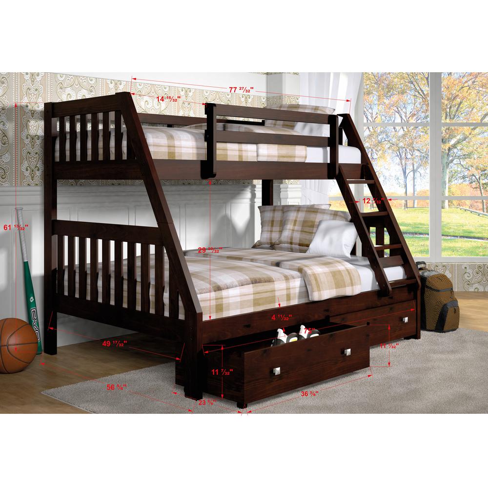 Twin/Full Mission Bunk Bed W/Dual Under Bed Drawers. Picture 1