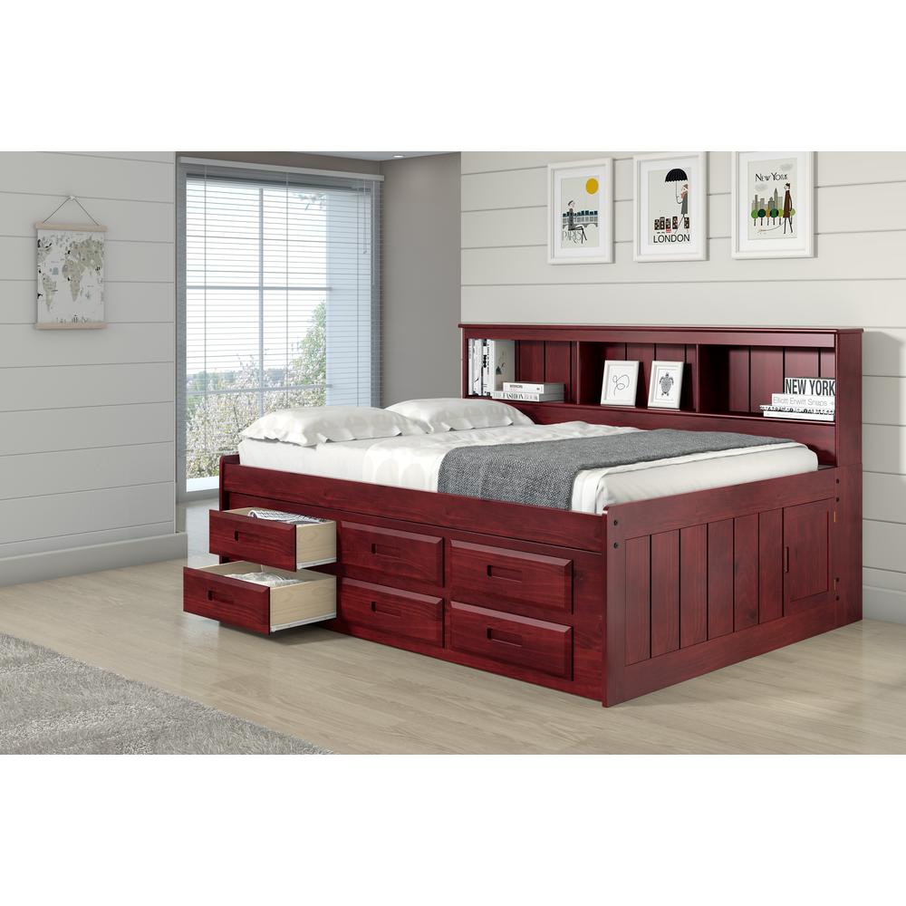 Full Daybed Bookcase Captains Bed With 6 Drawer Under Bed Storage In