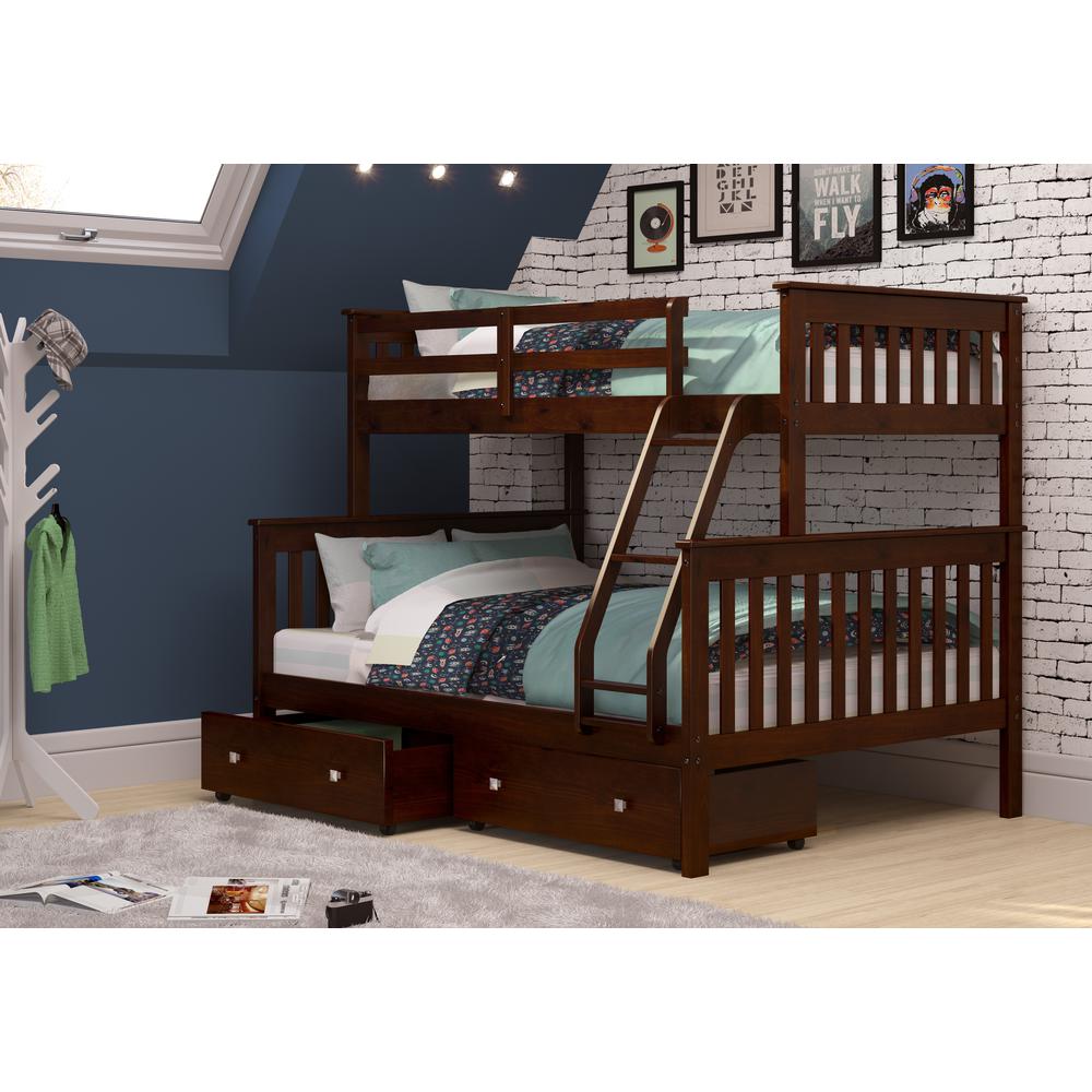 Twin/Full Mission Bunk Bed W/Dual Under Bed Drawers. Picture 2