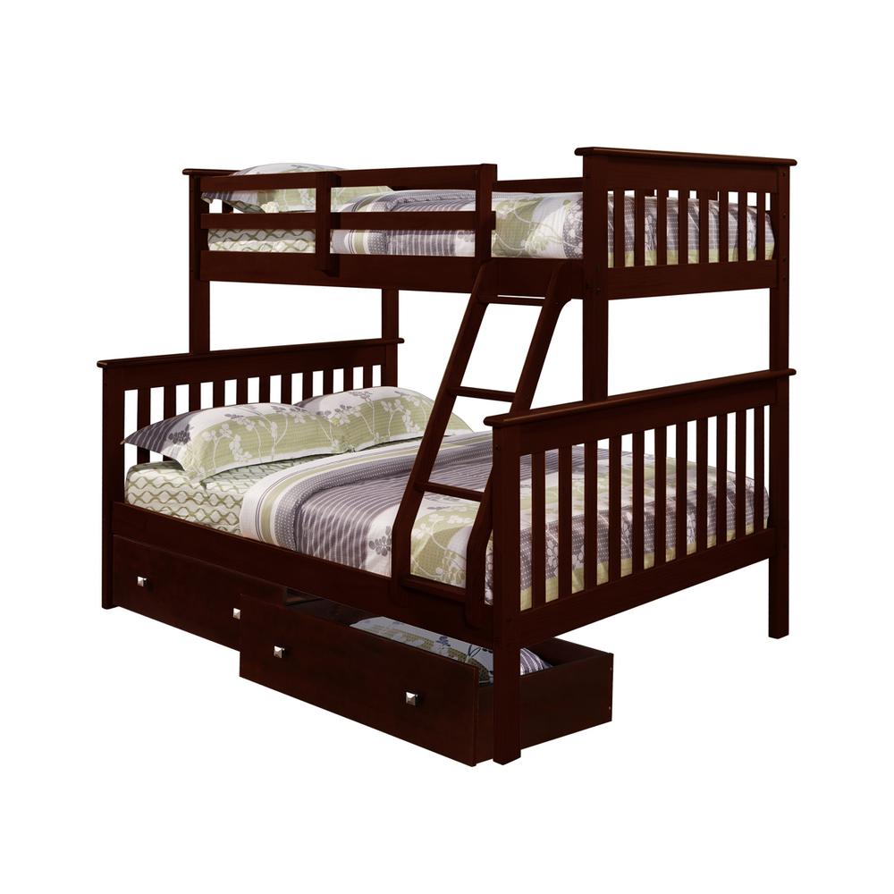 Twin/Full Mission Bunk Bed W/Dual Under Bed Drawers. Picture 2