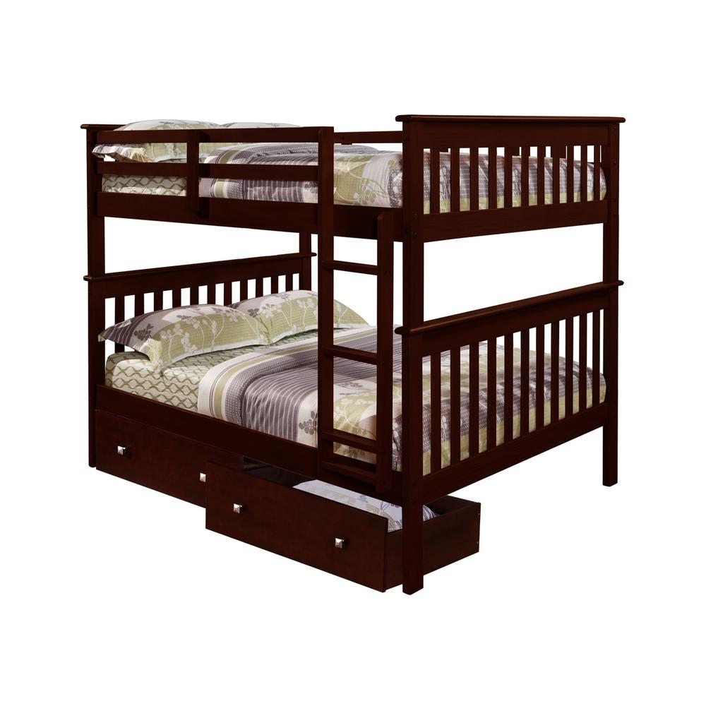 Full/Full Mission Bunk Bed W/Dual Under Bed Drawers. Picture 1