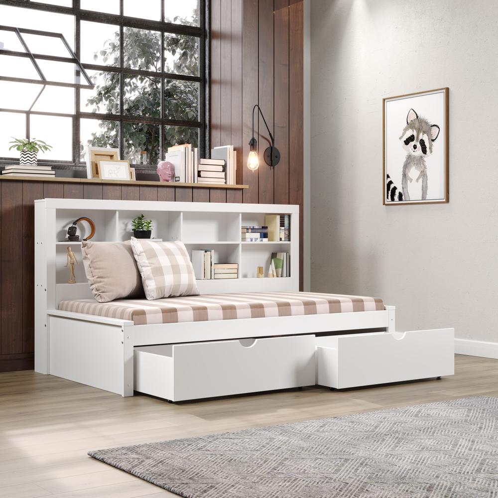 TWIN BOOKCASE DAYBED WITH DRAWERS WHITE. Picture 4