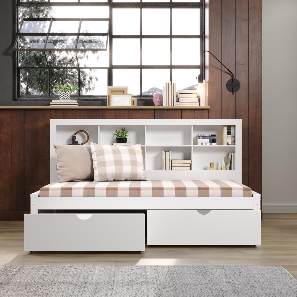 TWIN BOOKCASE DAYBED WITH DRAWERS WHITE. Picture 5