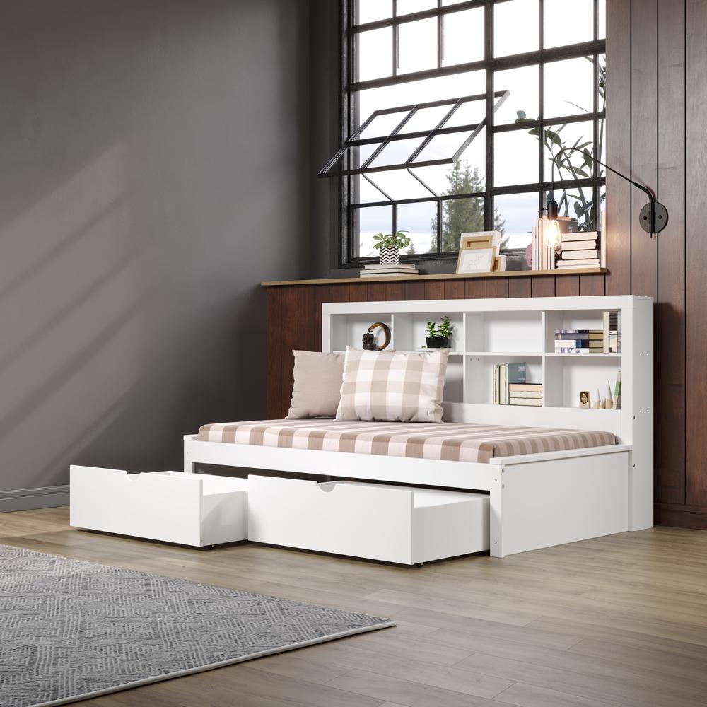 TWIN BOOKCASE DAYBED WITH DRAWERS WHITE. Picture 6
