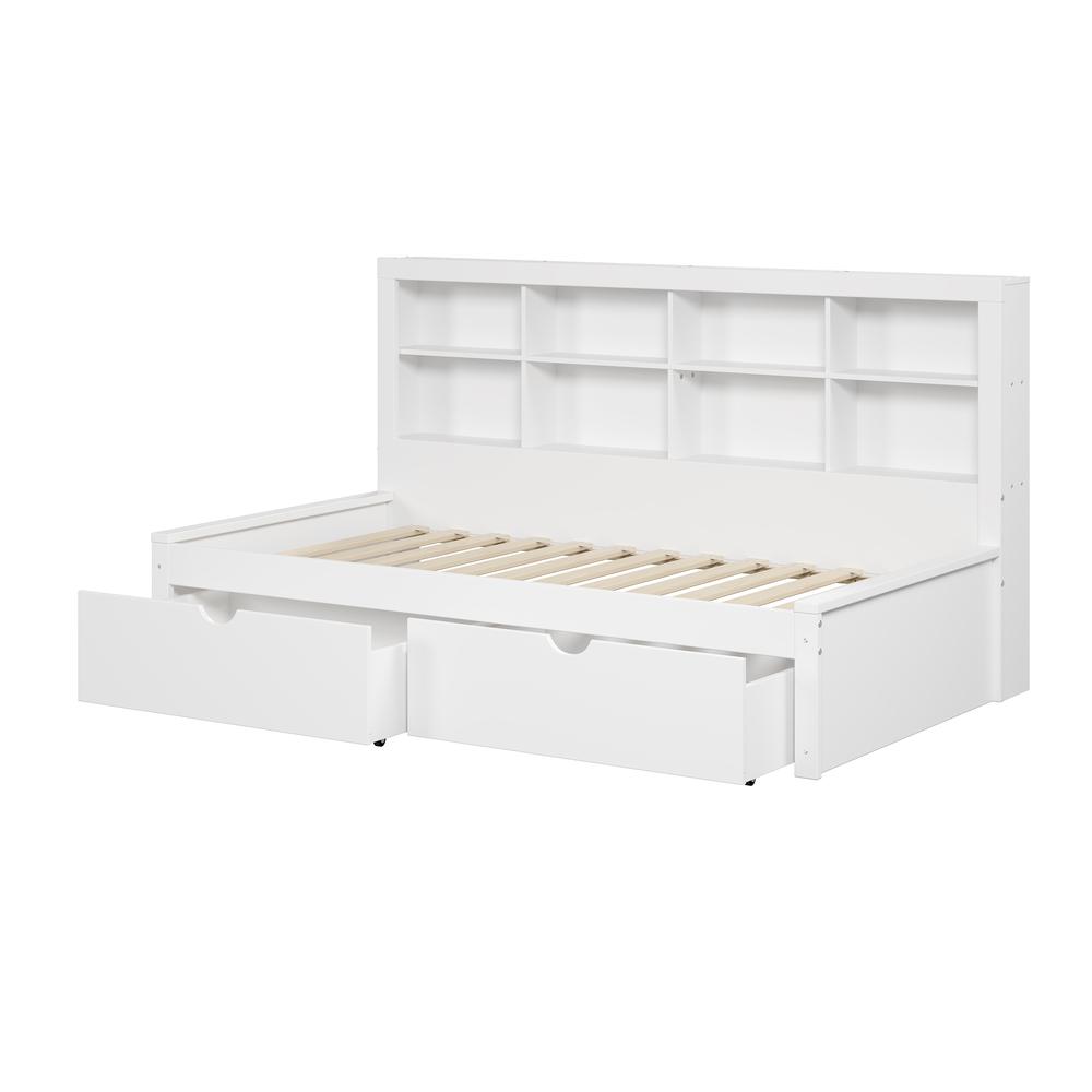 TWIN BOOKCASE DAYBED WITH DRAWERS WHITE. Picture 1