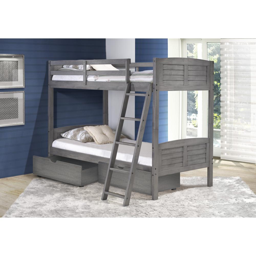 Twin/Twin Louver Bunk Bed W/Dual Under Bed Drawers. Picture 3