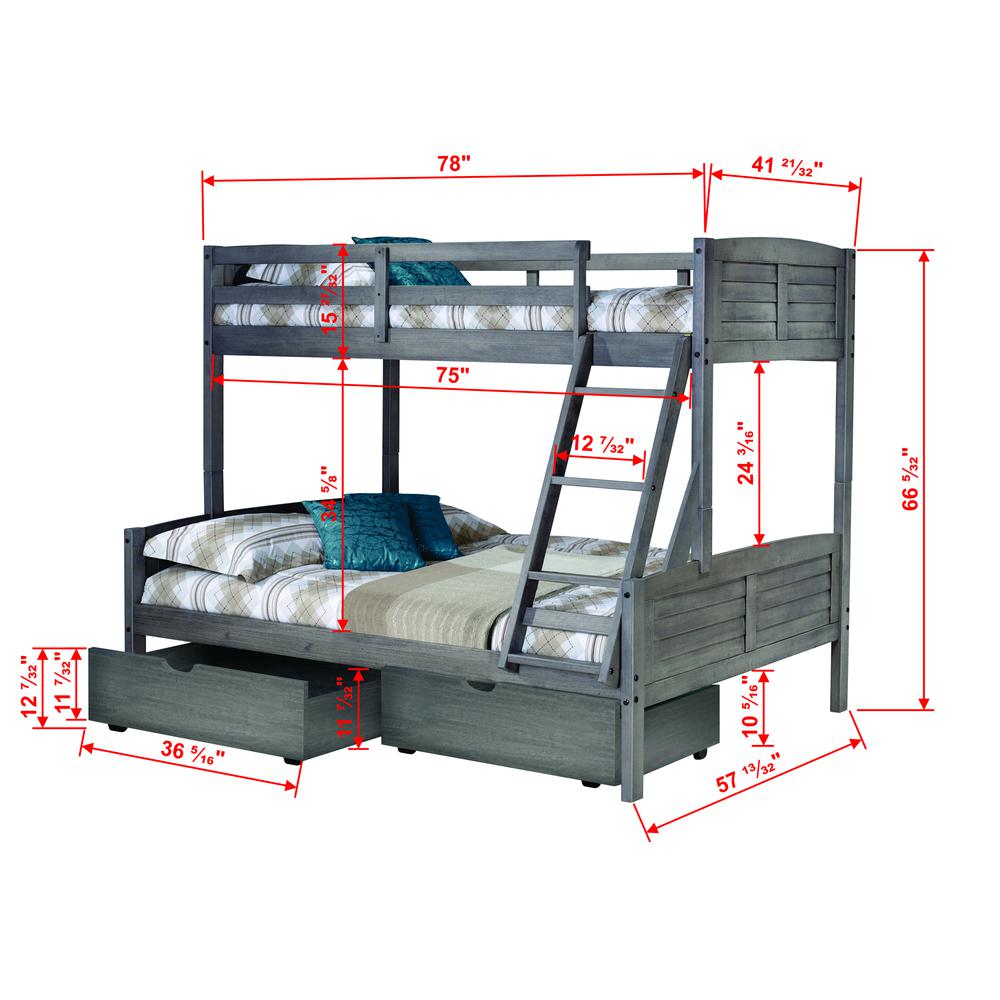 Twin/Full Louver Bunk Bed W/Dual Under Bed Drawers. Picture 2