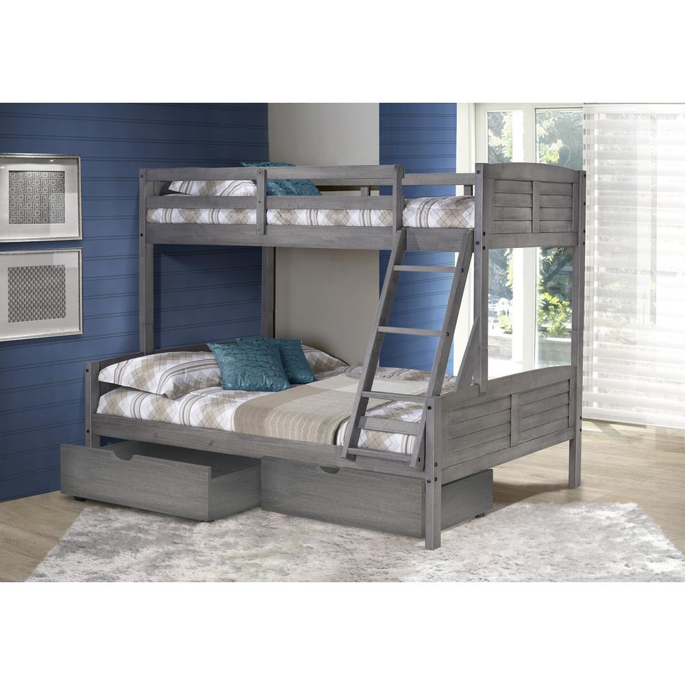 Twin/Full Louver Bunk Bed W/Dual Under Bed Drawers. Picture 3