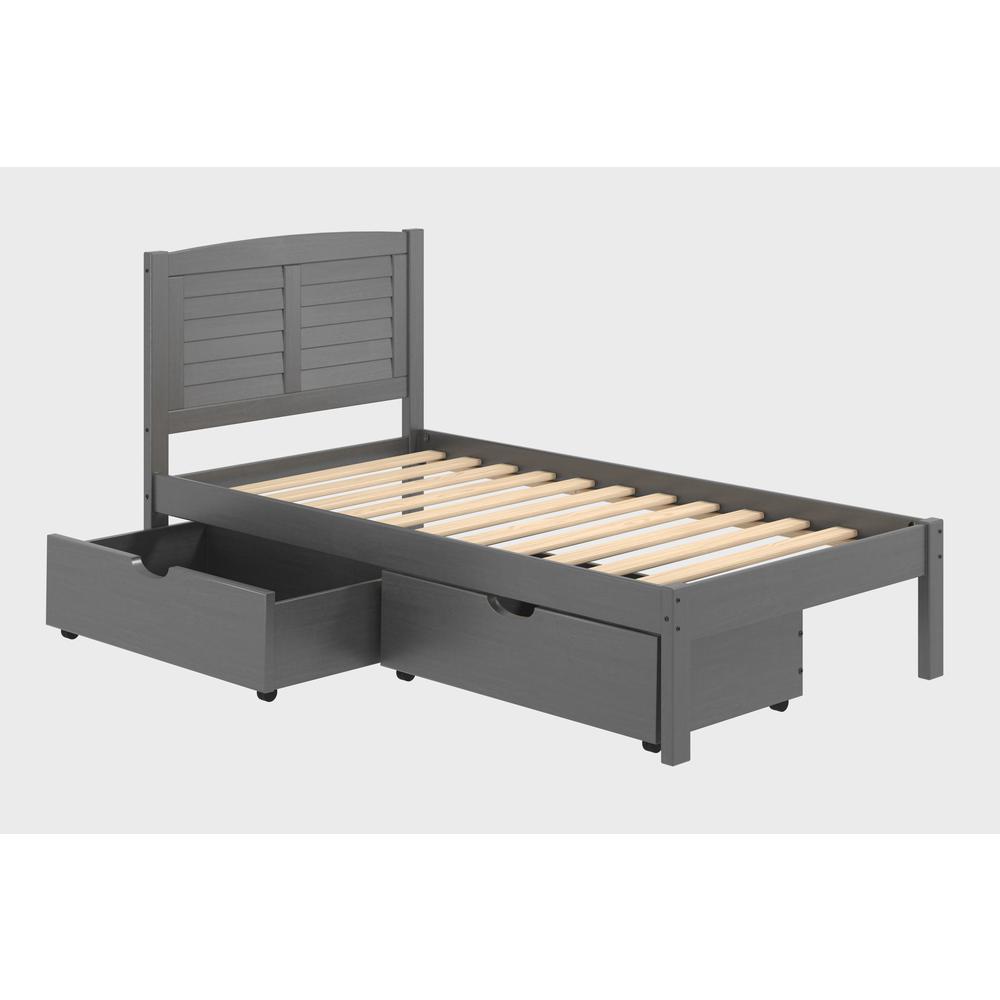 Twin Louver Bed W/Dual Under Bed Drawer. Picture 1