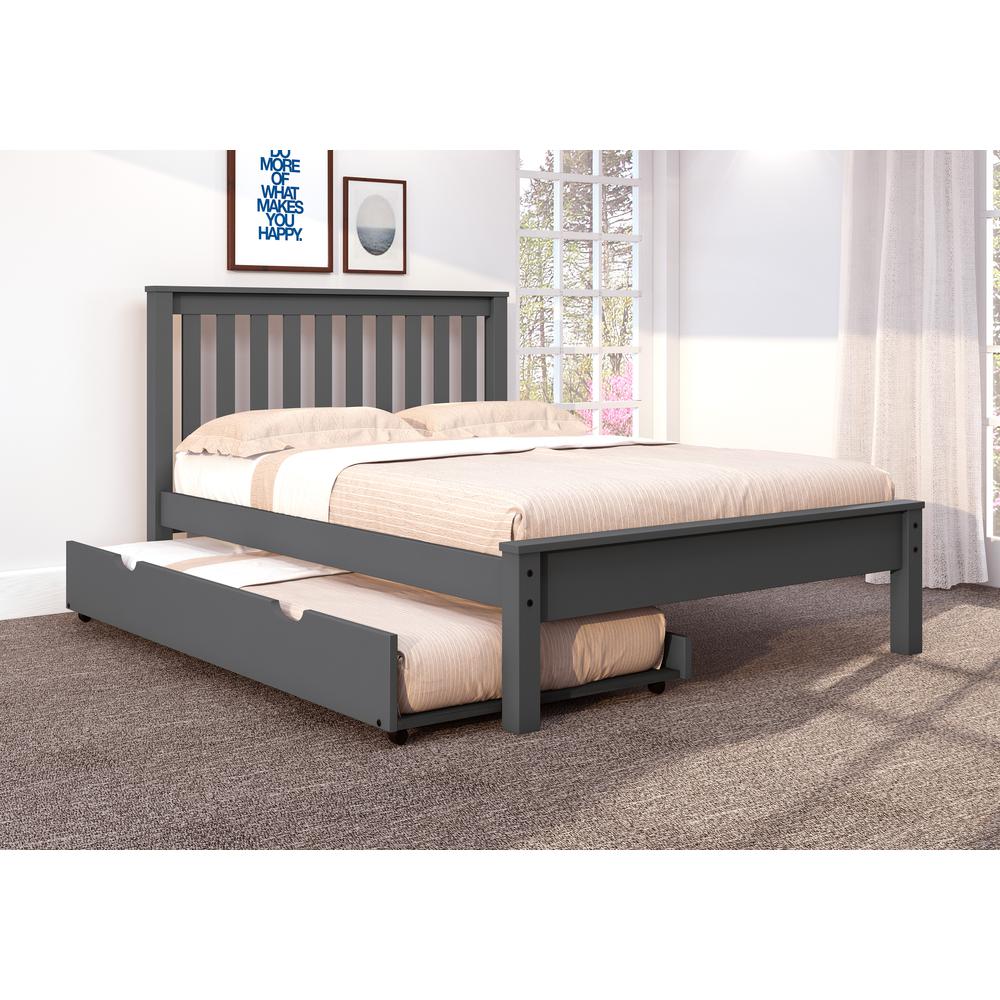 FULL CONTEMPO BED WITH TRUNDLE BED IN DARK GREY FINISH. Picture 1