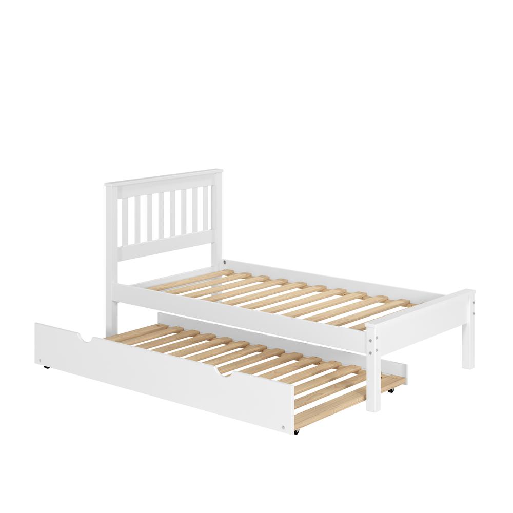 TWIN CONTEMPO BED WITH TWIN TRUNDLE BED WHITE FINISH. Picture 1