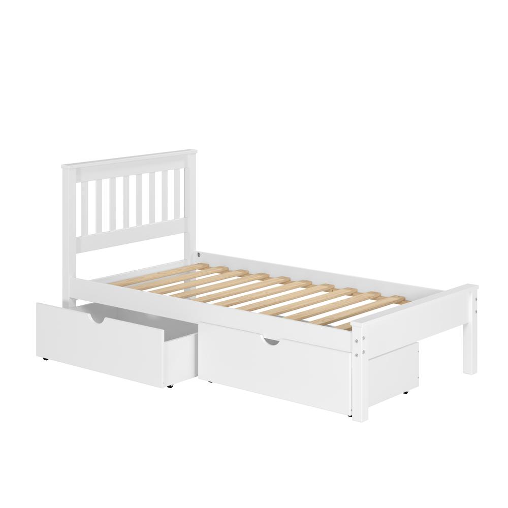 TWIN CONTEMPO BED DUAL UNDER BED DRAWERS WHITE FINISH. Picture 4